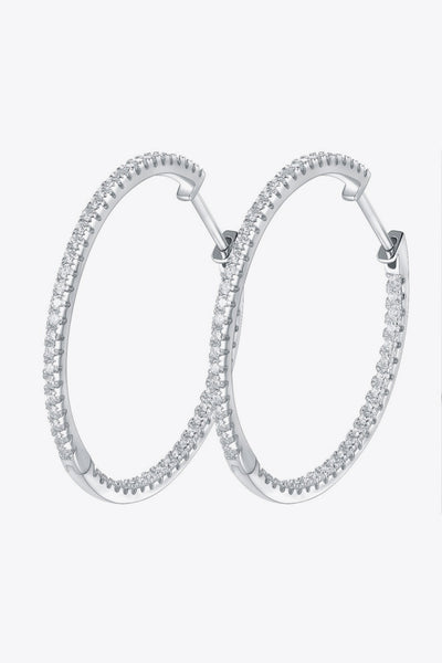 Adored Inlaid Moissanite 925 Sterling Silver Hoop Earrings