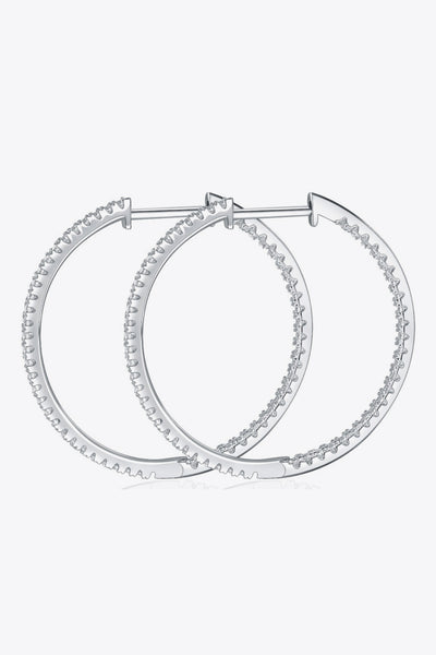 Adored Inlaid Moissanite 925 Sterling Silver Hoop Earrings