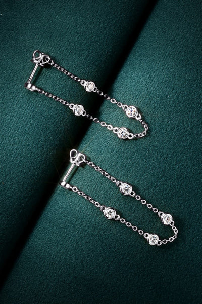 1 Carat Moissanite 925 Sterling Silver Chain Earrings